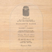 Rustic Burlap Mason Jar Wedding Acryl Uitnodigingen (Voorkant)