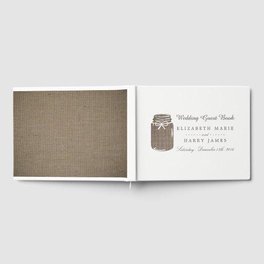 Rustic Burlap Mason Jar Wedding Gastenboek (Volledig)