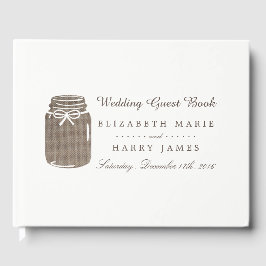 Rustic Burlap Mason Jar Wedding Gastenboek