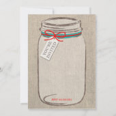 Rustic Burlap & Mason Jar Wedding Invitation Kaart (Achterkant)
