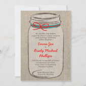 Rustic Burlap & Mason Jar Wedding Invitation Kaart (Voorkant)