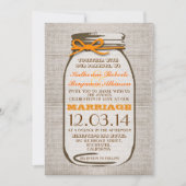 Rustic Burlap Mason Jar Wedding Kaart (Voorkant)