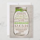 Rustic Burlap Mason Jar Wedding Kaart (Voorkant)