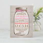 Rustic Burlap Mason Jar Wedding Kaart (Staand voorkant)