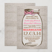 Rustic Burlap Mason Jar Wedding Kaart (Voorkant / Achterkant)