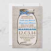 Rustic Burlap Mason Jar Wedding Kaart (Voorkant)