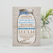 Rustic Burlap Mason Jar Wedding Kaart (Staand voorkant)