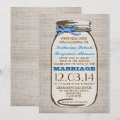 Rustic Burlap Mason Jar Wedding Kaart (Voorkant / Achterkant)