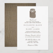 Rustic Burlap Mason Jar Wedding Kaart (Voorkant / Achterkant)