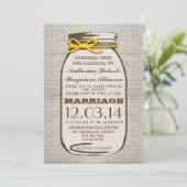 Rustic Burlap Mason Jar Wedding Kaart (Staand voorkant)