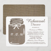 Rustic Burlap Mason Jar Wedding Rehearsal Dinner Kaart (Voorkant / Achterkant)
