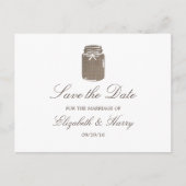 Rustic Burlap Mason Jar Wedding Save the Date Aankondigingskaart (Voorkant)