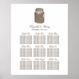 Rustic Burlap Mason Jar Wedding Seding Chart Poster