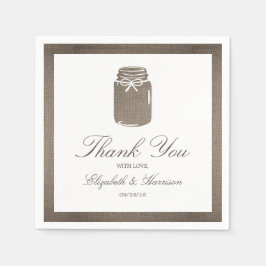 Rustic Burlap Mason Jar Wedding Servetten