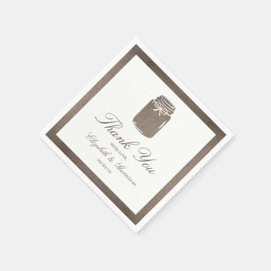 Rustic Burlap Mason Jar Wedding Servetten (Hoek)