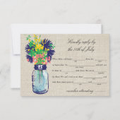 Rustic Burlap Mason Jar & Wildflower RSVP Lib (Voorkant)