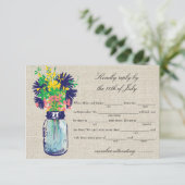 Rustic Burlap Mason Jar & Wildflower RSVP Lib Kaartje (Staand voorkant)