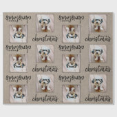 Rustic Burlap met één vierkante foto Cadeaupapier (Vlak)