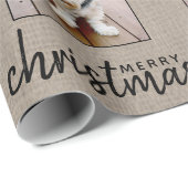 Rustic Burlap met één vierkante foto Cadeaupapier (Rol Hoek)