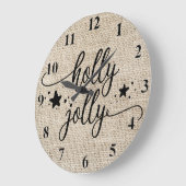 Rustic Burlap met Holly Jolly Clock Grote Klok (Hoek)