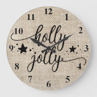Rustic Burlap met Holly Jolly Clock