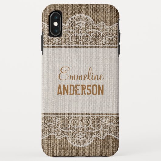 Rustic Burlap met mooie Floral Lace Case-Mate iPhone Case (Achterkant)