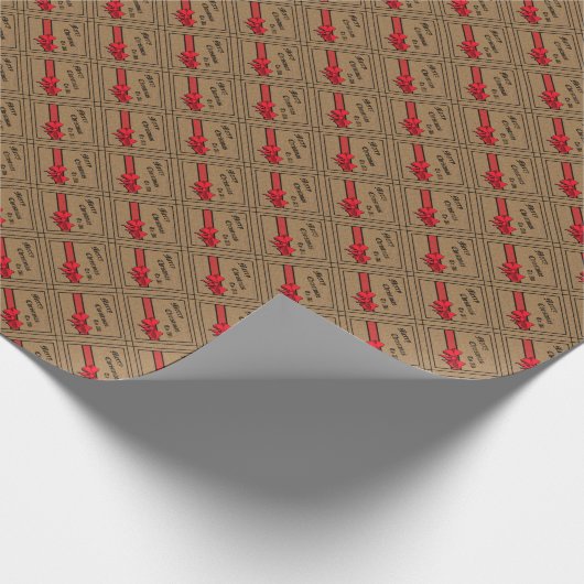 Rustic Burlap met Red Trim Merry Kerstmis Cadeaupapier (Hoek)