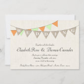 Rustic Burlap Mint Pennant Wedding Uitnodiging (Voorkant)