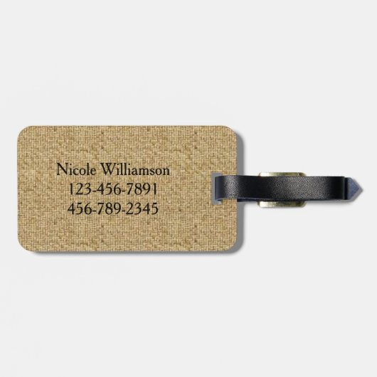 Rustic Burlap Moeder van het Bruid Bagagelabel (Achterkant horizontaal)