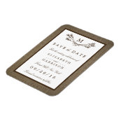 Rustic Burlap Monogram Branch Save the Date Magneet (Linkerzijde)