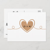 Rustic Burlap Monogram Heart RSVP-Briefkaart Briefkaart (Voorkant / Achterkant)