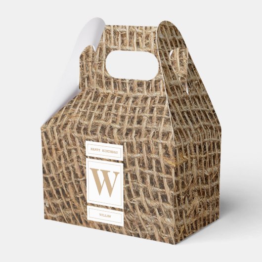 Rustic Burlap Monogram Initiaal Bedankdoosjes (Achterkant)