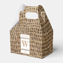 Rustic Burlap Monogram Initiaal Bedankdoosjes