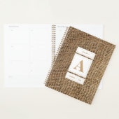 Rustic Burlap Monogram Initiaal Benoeming Book Planner (Display)