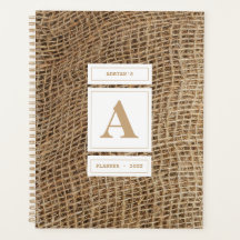 Rustic Burlap Monogram Initiaal Benoeming Book