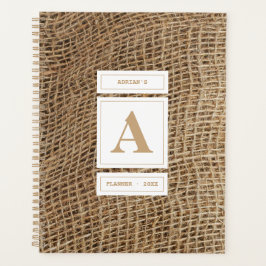 Rustic Burlap Monogram Initiaal Benoeming Book Planner