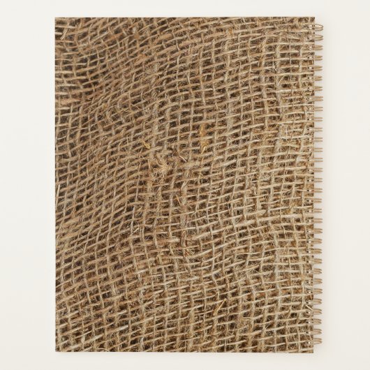 Rustic Burlap Monogram Initiaal Benoeming Book Planner (Achterkant)