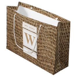 Rustic Burlap Monogram Initiaal Birthday Groot Cadeauzakje