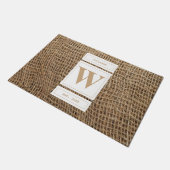Rustic Burlap Monogram Initiaal Deurmat (Schuin)