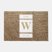 Rustic Burlap Monogram Initiaal Deurmat (Voorkant)