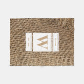 Rustic Burlap Monogram Initiaal Fleece Deken (Voorkant (Horizontaal))