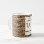 Rustic Burlap Monogram Initiaal Koffiemok (Voorkant links)