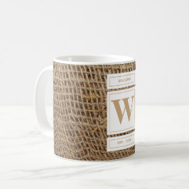 Rustic Burlap Monogram Initiaal Koffiemok