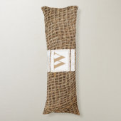 Rustic Burlap Monogram Initiaal Lichaamskussen (Voorkant Verticaal)