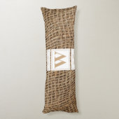 Rustic Burlap Monogram Initiaal Lichaamskussen (Achterkant (Verticaal))