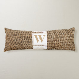 Rustic Burlap Monogram Initiaal Lichaamskussen