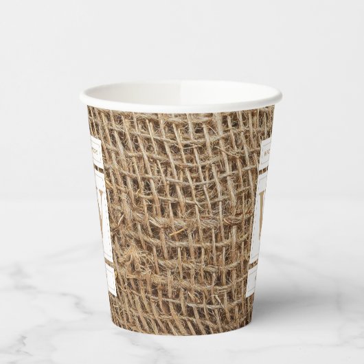 Rustic Burlap Monogram Initiaal Papieren Bekers (Links)