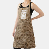 Rustic Burlap Monogram Initiaal Schort (Insitu)