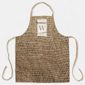 Rustic Burlap Monogram Initiaal Schort (Voorkant)