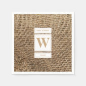 Rustic Burlap Monogram Initiaal Servet (Voorkant)